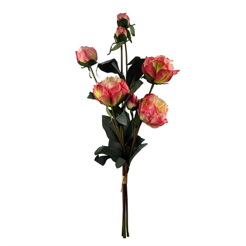 55cm Pink Peony Artificial Flowers Spray - 4 Flowers 3 Buds