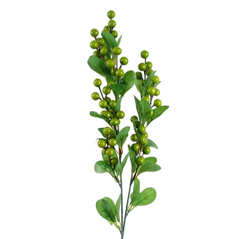 Pack of 6 x 70cm Artificial Green Berry Spray