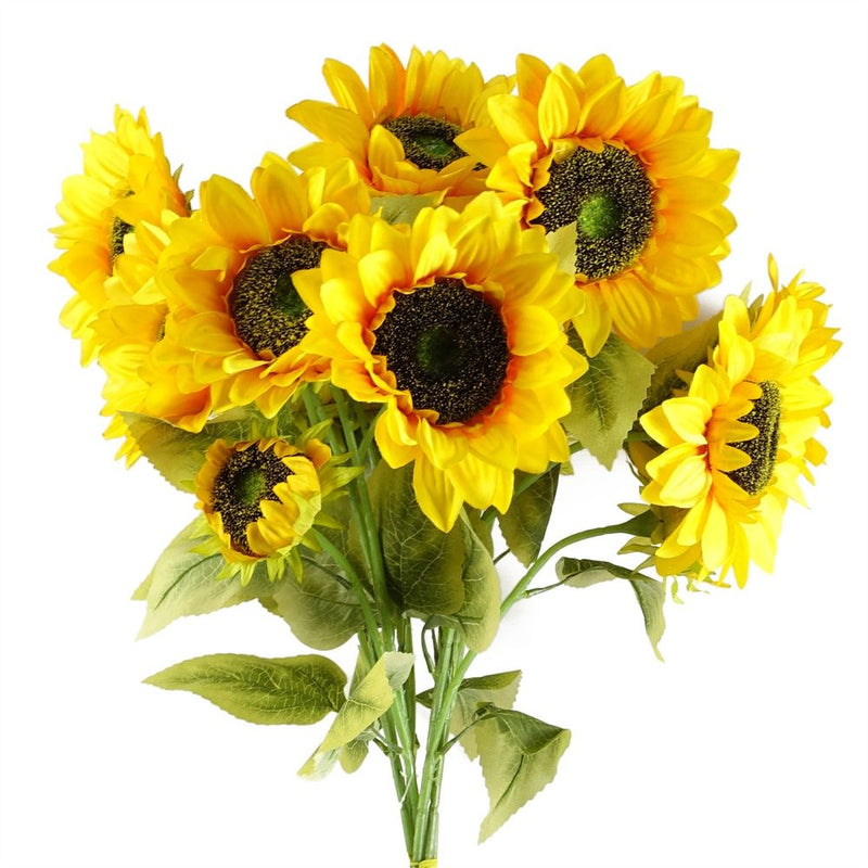 88cm Yellow Artificial Sunflower - 3 heads