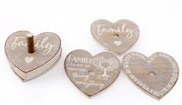 Heart Coasters with Family Wording - Set of 6