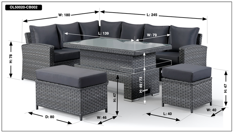 Tuscany Grey Rattan Casual Dining Sofa Set