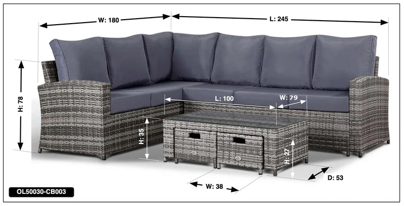 Sicilia Luxury Grey & Anthracite Sofa Set
