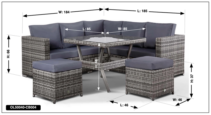 Ibiza Compact Grey Rattan Corner Sofa Set
