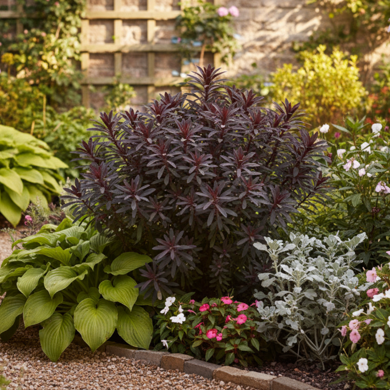 1 Large Plant - Euphorbia Miners Merlot, Outdoor Garden Ready, 3L Rootball