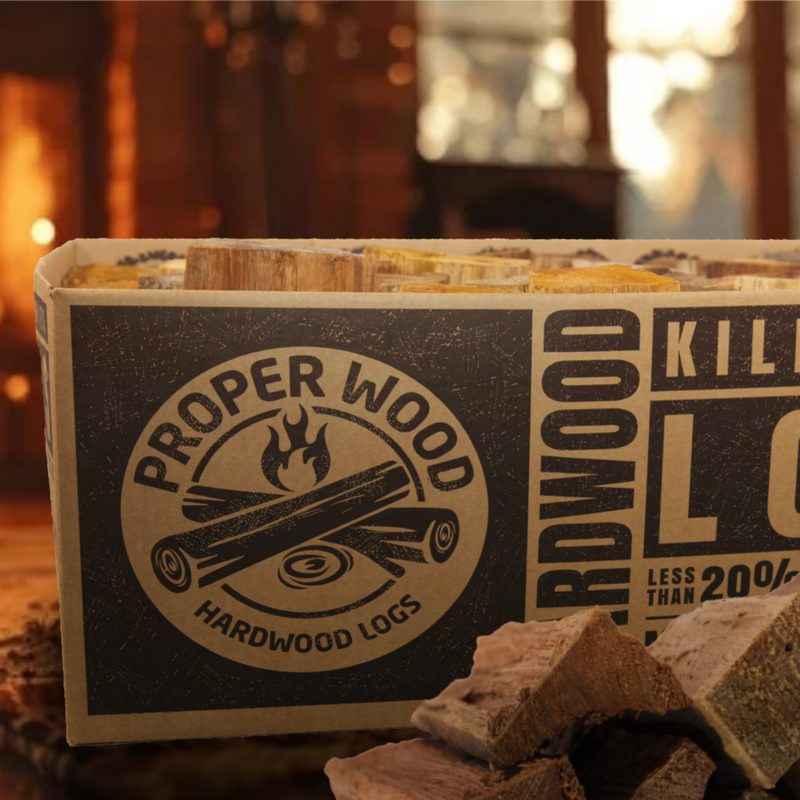 Kiln Dried Hardwood Logs, Ready to Burn 30KG Box