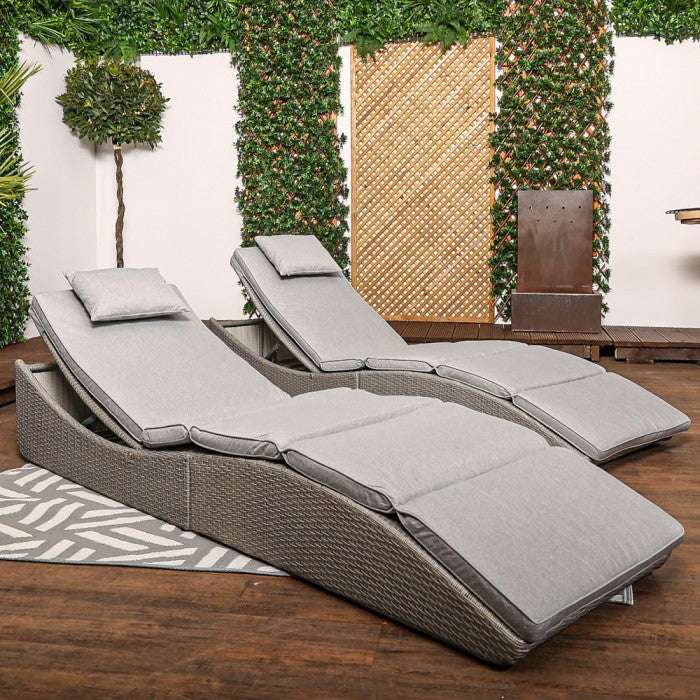 Amalfi Grey Rattan Folding Lounger