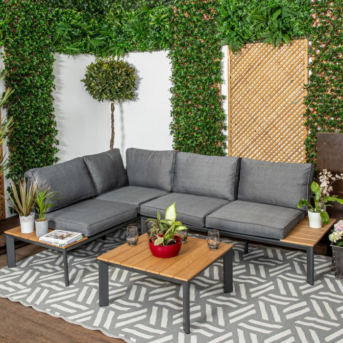Anassa Contemporary Aluminium Framed Corner Sofa Set and Coffee Table