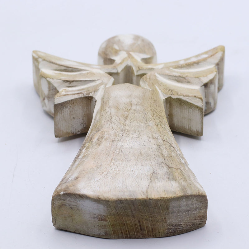 Mango Wood Angel - Whitewash with Star Cut Out