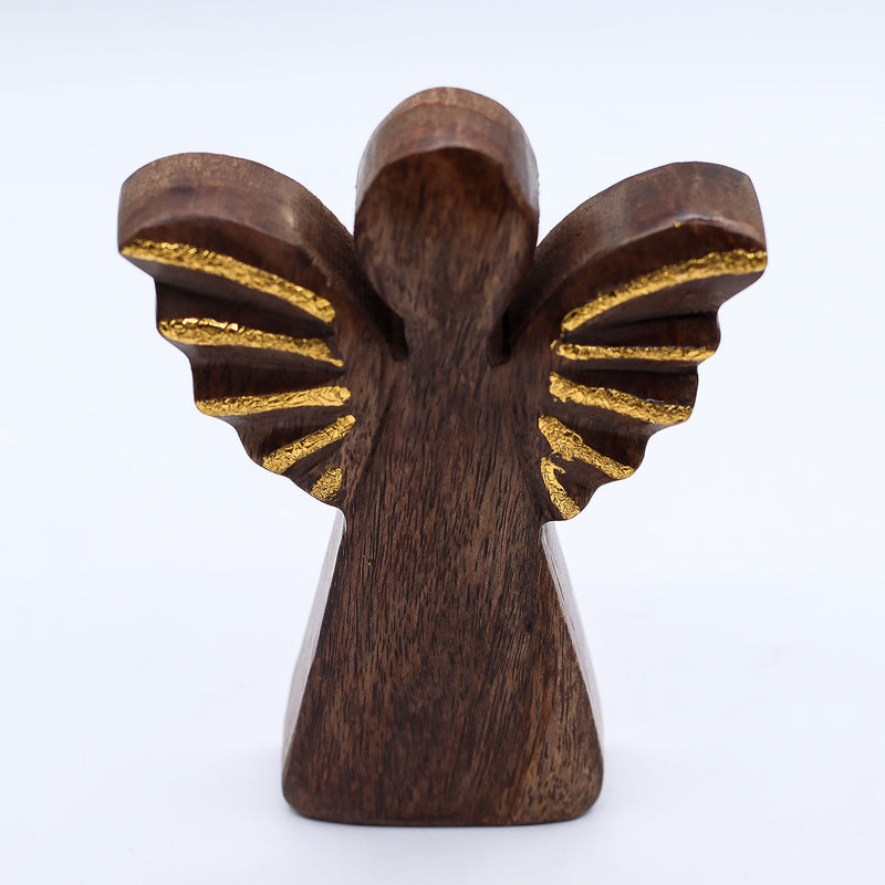 Medium Mango Wood Angel - Gold Decor