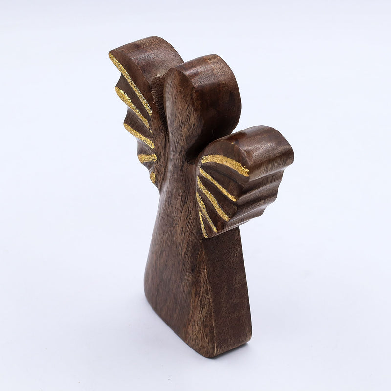 Medium Mango Wood Angel - Gold Decor
