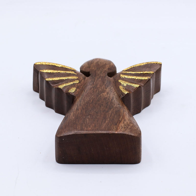 Medium Mango Wood Angel - Gold Decor