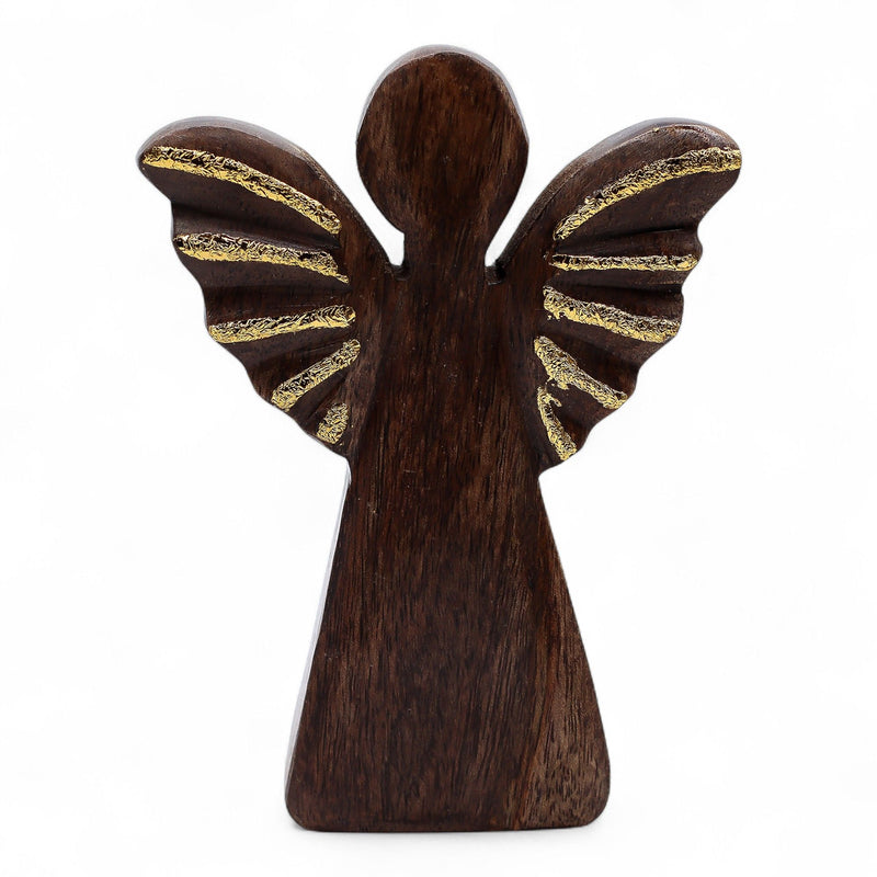 Medium Mango Wood Angel - Gold Decor