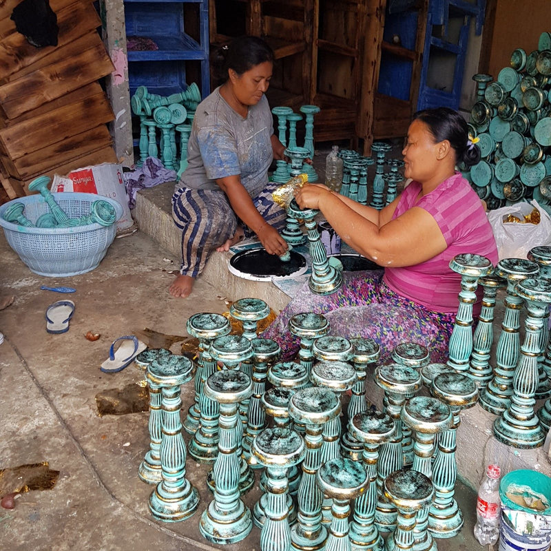 Large Candle Stand - White Gold