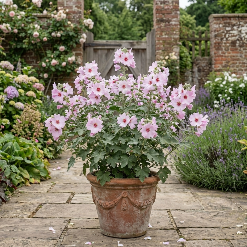 Lavatera Barnsley Baby Hardy Mallow Plant, Outdoor Garden Ready Flower ...