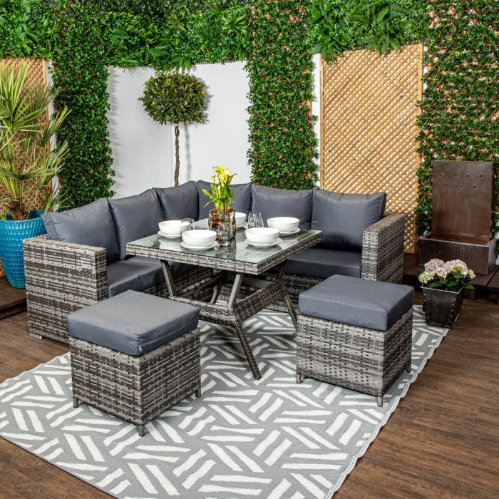 Ibiza Compact Grey Rattan Corner Sofa Set