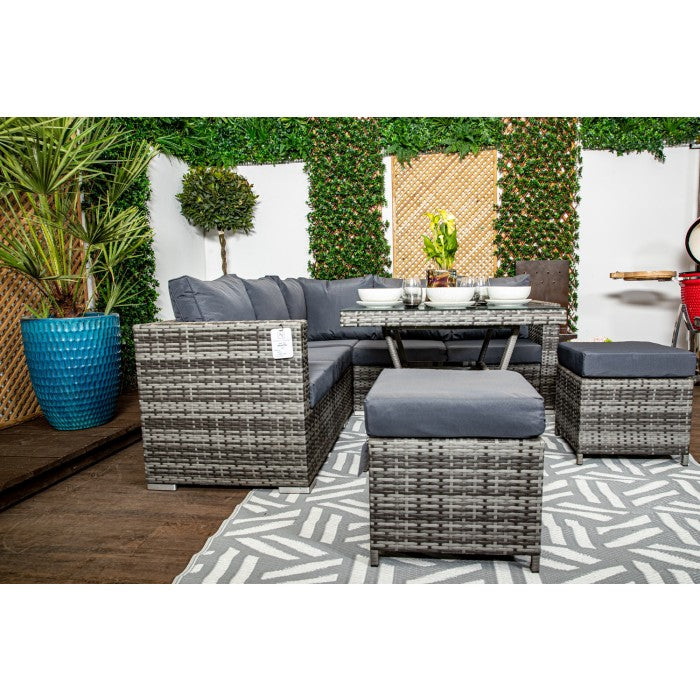 Ibiza Compact Grey Rattan Corner Sofa Set