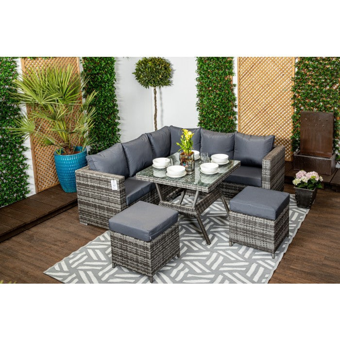 Ibiza Compact Grey Rattan Corner Sofa Set