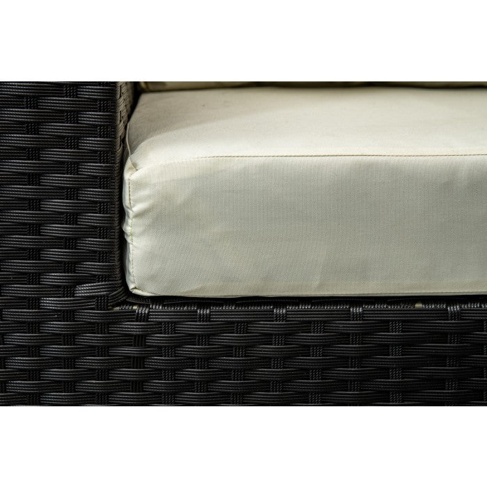 Mykonos Black & Cream Compact Rattan Corner Sofa Set