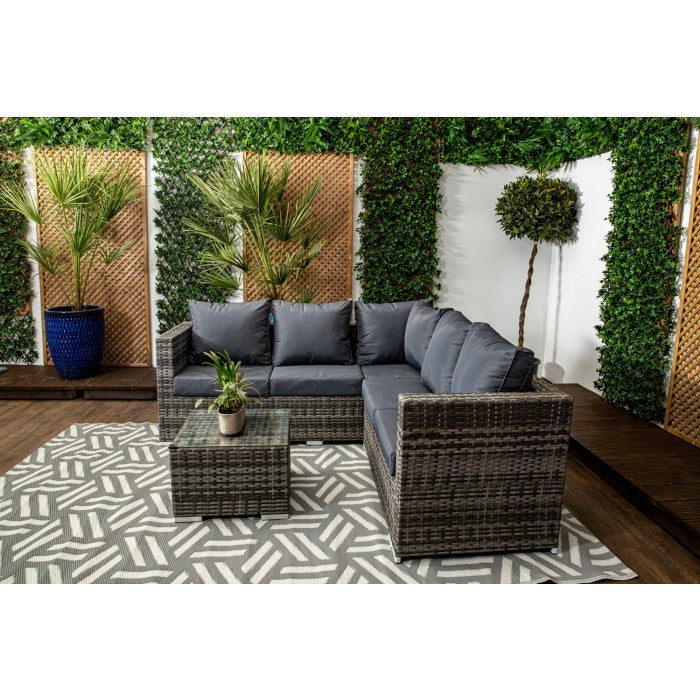 Mykonos Luxury Grey & Anthracite Compact Rattan Corner Sofa Set