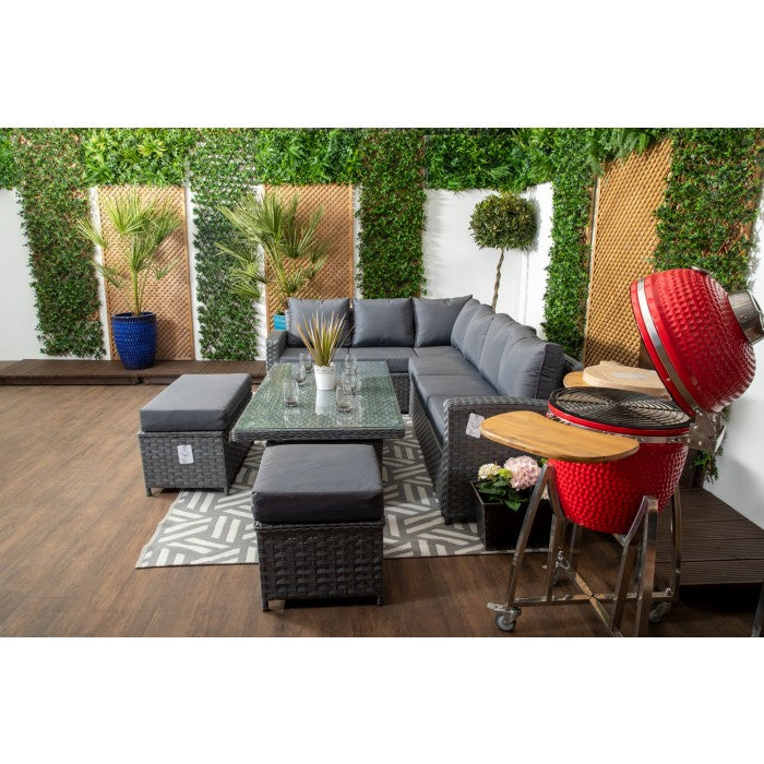 Mykonos Luxury Grey & Anthracite Compact Rattan Corner Sofa Set
