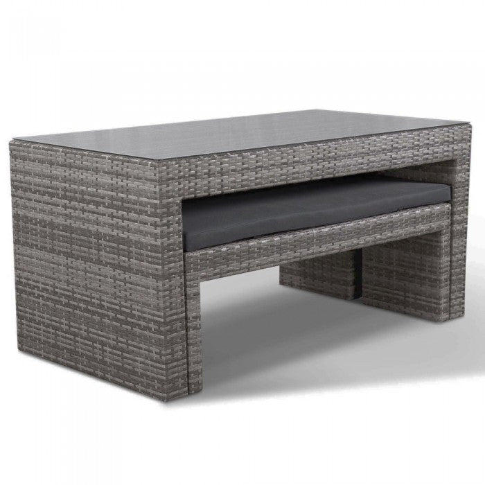 Naples Glass Topped Luxury Grey Rattan Picnic Table Set
