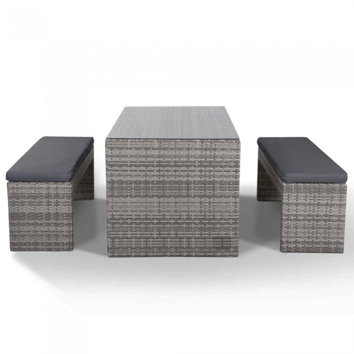 Naples Glass Topped Luxury Grey Rattan Picnic Table Set
