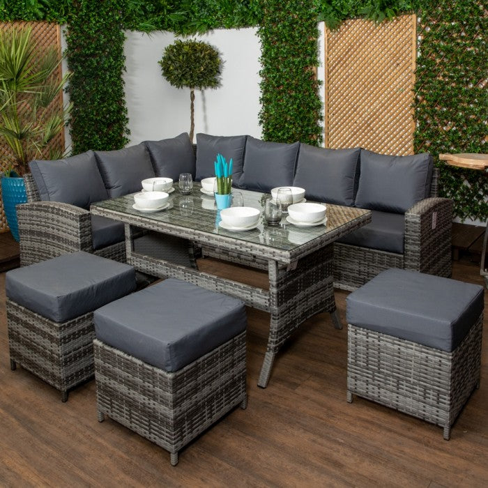 Palma Grey Rattan Casual Dining Sofa Set