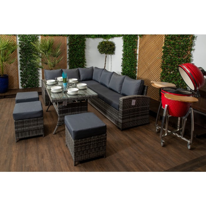 Palma Grey Rattan Casual Dining Sofa Set