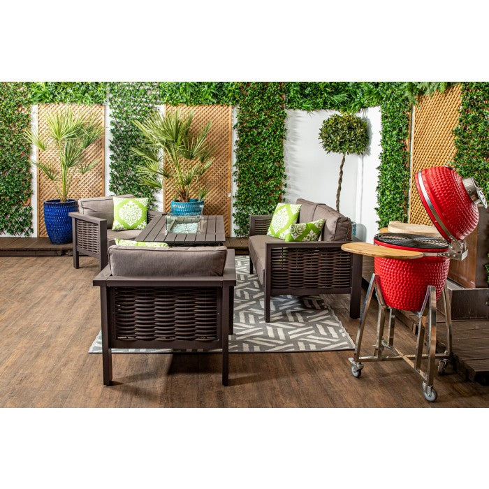 Rome Luxury Garden Furniture Sofa Set with Two Chairs and Firepit Table