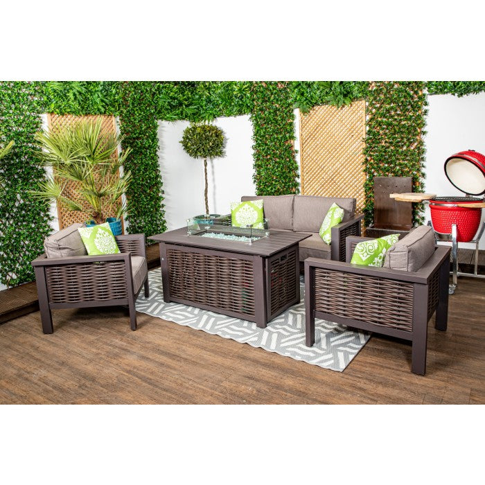 Rome Luxury Garden Furniture Sofa Set with Two Chairs and Firepit Table