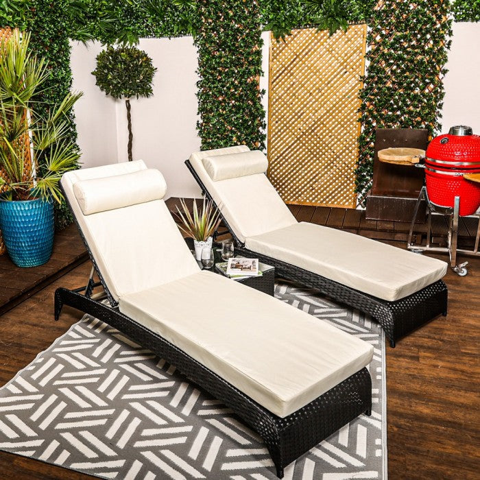 Savona Pair of Luxury Loungers in Black