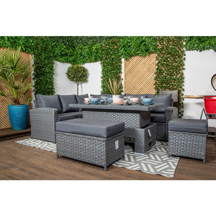 Tuscany Grey Rattan Casual Dining Sofa Set
