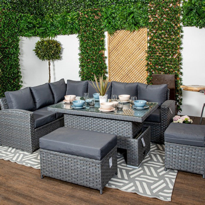 Tuscany Grey Rattan Casual Dining Sofa Set