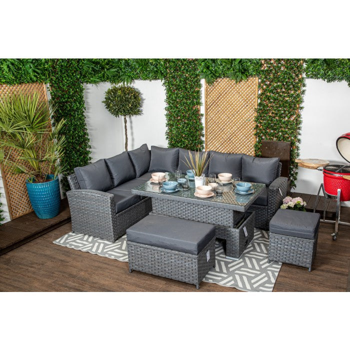 Tuscany Grey Rattan Casual Dining Sofa Set
