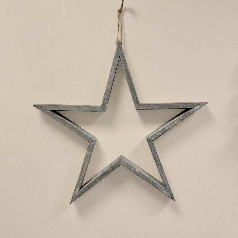 Grey Hanging Wooden Star