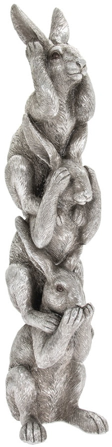 Silver Art Stacked Hares Ornament