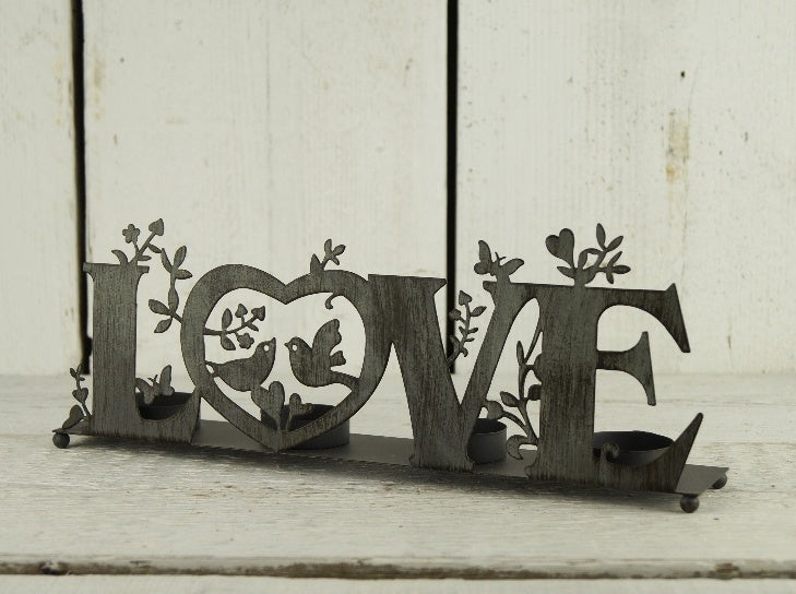 Distressed Love Candle Holder