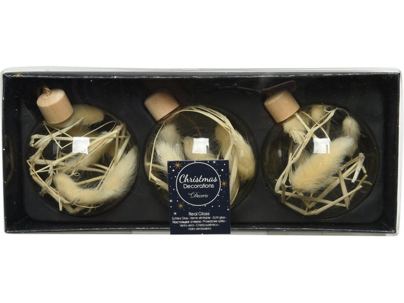 Pampas Filled Glass Bauble Set