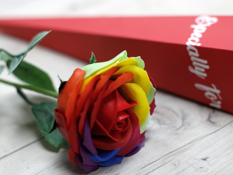 Single Soap Rose Stem - Rainbow