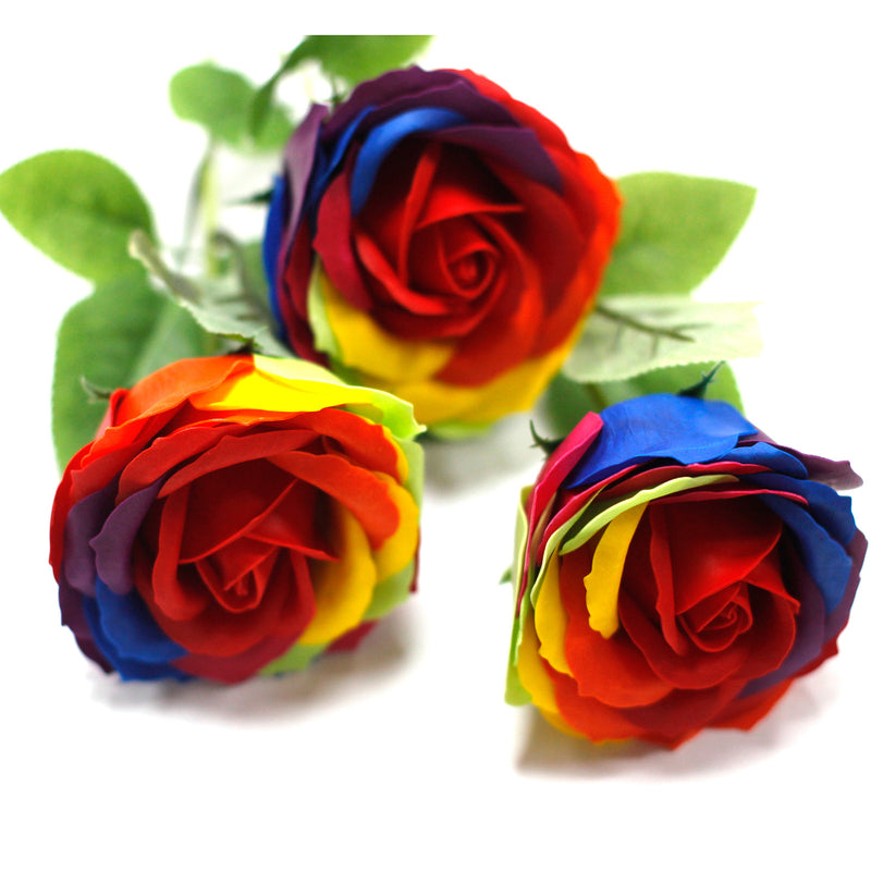 Single Soap Rose Stem - Rainbow