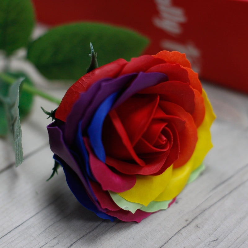 Single Soap Rose Stem - Rainbow