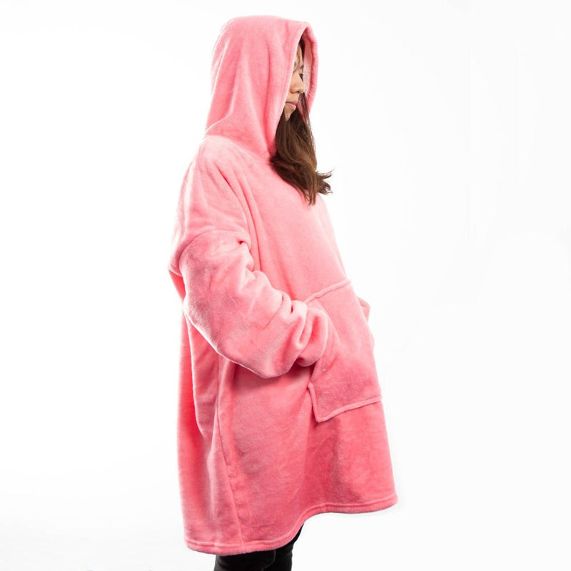 Oversized Plush Hoodie Blanket - Pink