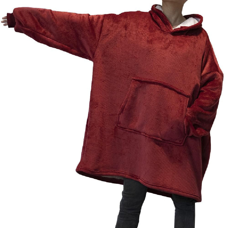 Oversized Ultra Plush Hoodie Blanket -red