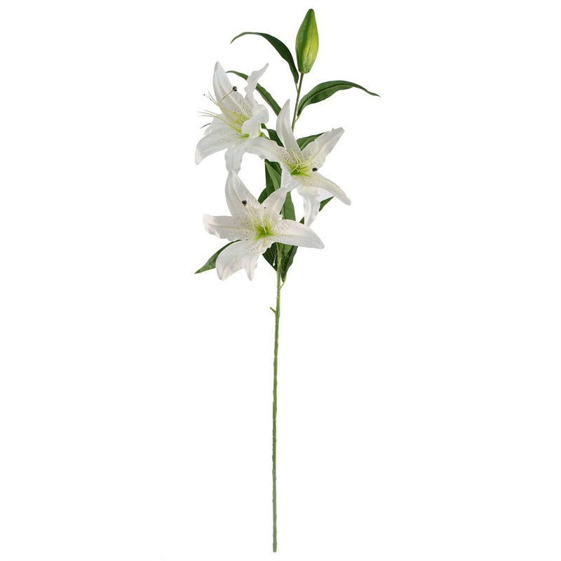 100cm White Lily and Fern Display Glass Vase