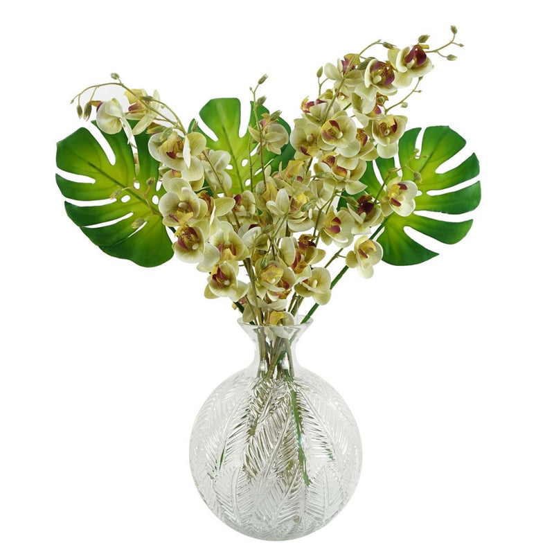 65cm Tropical Orchid Display with Glass Ball Vase