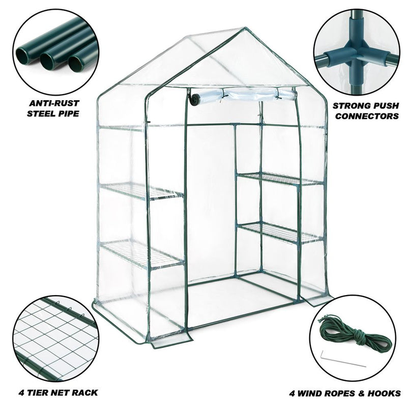 Walk in Garden Greenhouse 100% Waterproof, UV Protection, Heat Preservation & Cold Protection