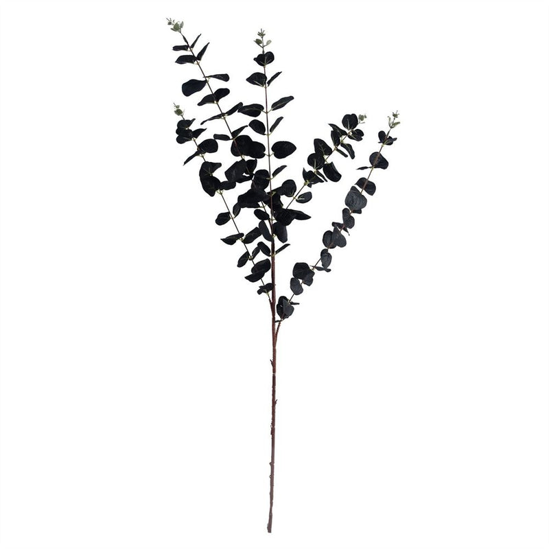 80cm Black Eucalyptus and Viburnum Arrangement Glass Vase