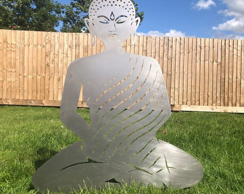 Rusty Metal Buddha Garden Ornament Statue Rustic Decoration