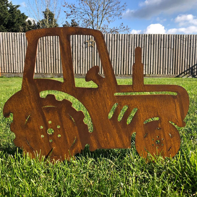 Garden Tractor Rusty Metal Lawn Decoration
