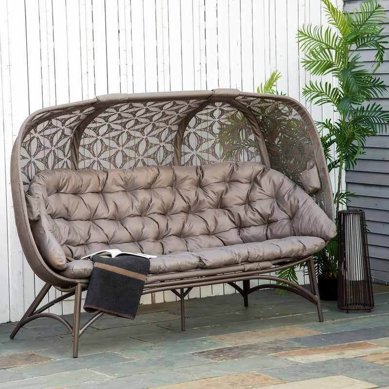 3 Seater Folding Outdoor Egg Chair w/ Flower Pattern, Holder Bags
